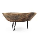 20x20x13" Carved Decorative Wooden Bowl with Three Legs, Brown Leg 20x20x13" Carved Decorative Wooden Bowl with Three Legs, Brown Leg