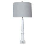 Rudy Table Lamp | White Finish On Marble With Crystal Base | Hardback Shade Rudy Table Lamp | White Finish On Marble With Crystal Base | Hardback Shade
