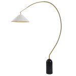 Shay Floor Lamp | Brass Finished Steel Arc | Black Marble Base | Hardback Empire Shade Shay Floor Lamp | Brass Finished Steel Arc | Black Marble Base | Hardback Empire Shade