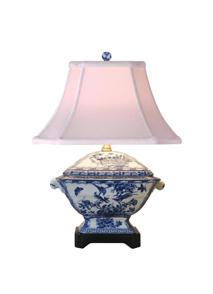 LPBGC9P11E B/W Porcelain Rose Tureen Lamp LPBGC9P11E B/W Porcelain Rose Tureen Lamp
