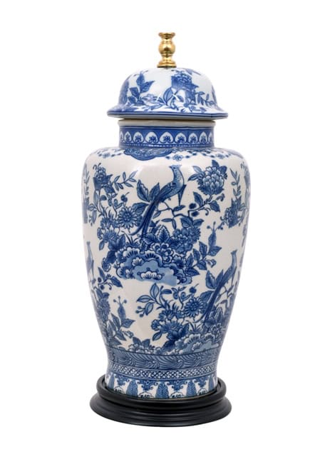 LPBWD0816E B/W Porcelain English Temple Jar Lamp LPBWD0816E B/W Porcelain English Temple Jar Lamp
