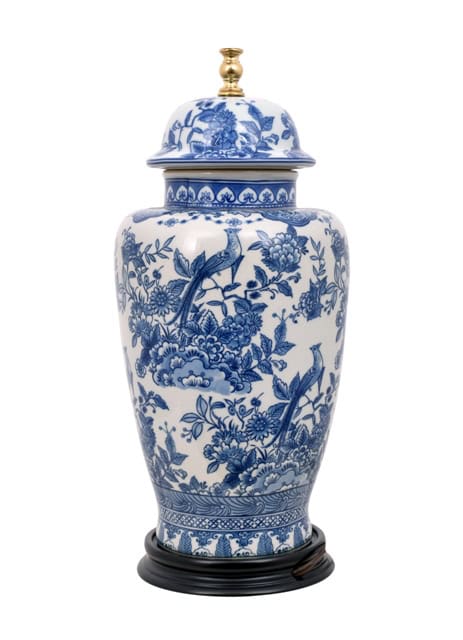 LPBWD0816E B/W Porcelain English Temple Jar Lamp LPBWD0816E B/W Porcelain English Temple Jar Lamp