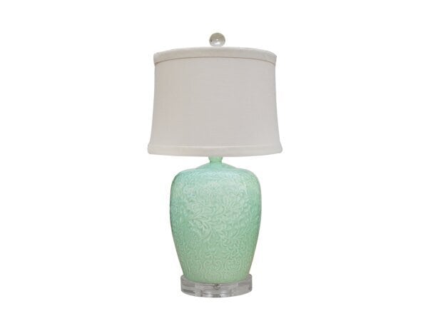 LPDYY0813B Porcelain Tobacco Leaf Scallops Jar Lamp LPDYY0813B Porcelain Tobacco Leaf Scallops Jar Lamp