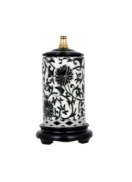 LPNGK105A Porcelain Black Floral Pencil Box Lamp LPNGK105A Porcelain Black Floral Pencil Box Lamp