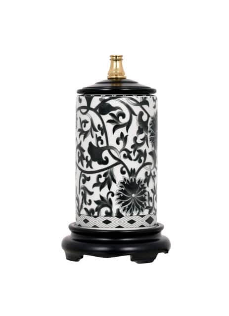 LPNGK105A Porcelain Black Floral Pencil Box Lamp LPNGK105A Porcelain Black Floral Pencil Box Lamp