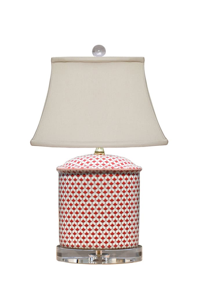 LPRFW088NS Porcelain Red Fish Scale Oval Flat Jar Lamp LPRFW088NS Porcelain Red Fish Scale Oval Flat Jar Lamp