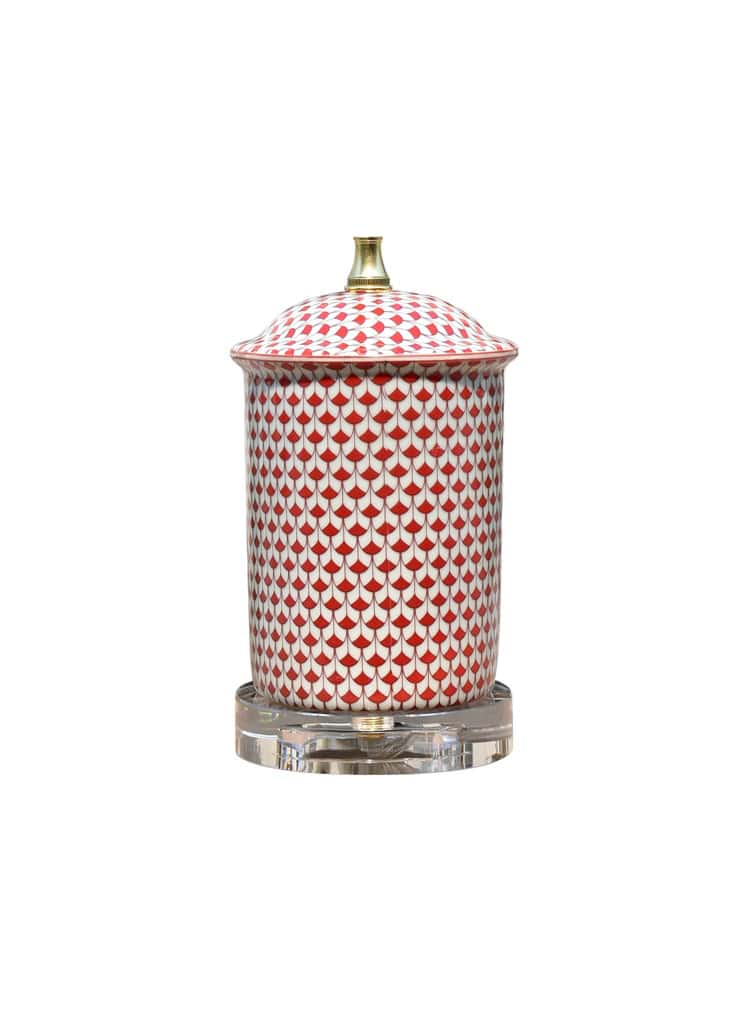 LPRFW088NS Porcelain Red Fish Scale Oval Flat Jar Lamp LPRFW088NS Porcelain Red Fish Scale Oval Flat Jar Lamp