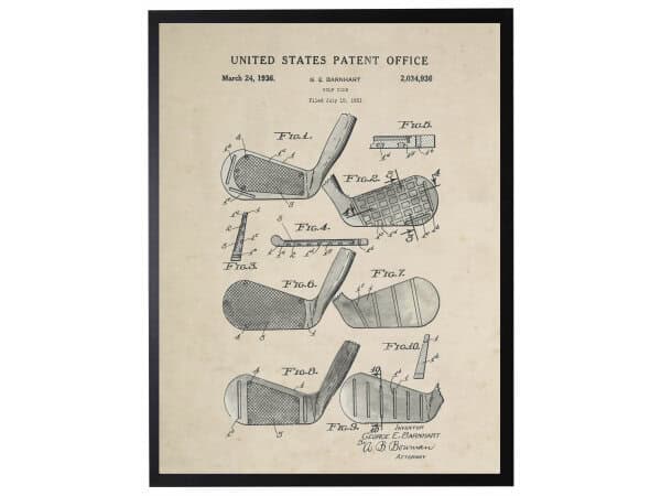 Watercolor golf woods patent on a distressed bacgkround Watercolor golf woods patent on a distressed bacgkround